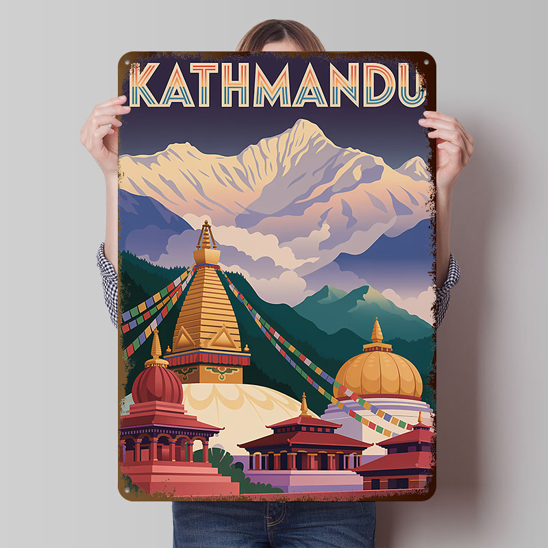 Home Decor Kathmandu - Póster de metal personalizado de viaje