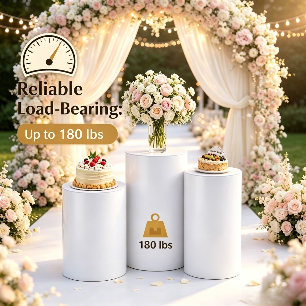 Home Decor For Wedding - Soportes cilíndricos blancos de 3/5 piezas,