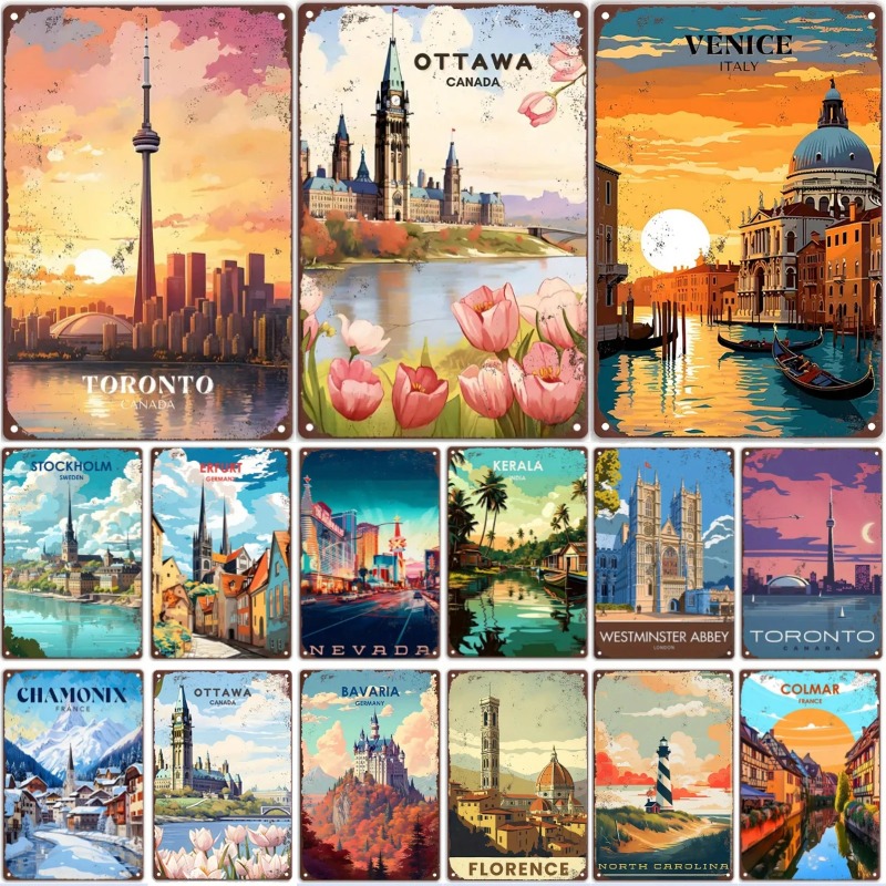Home Decor Canada - Letrero Metálico Retro de Viaje Alrededor