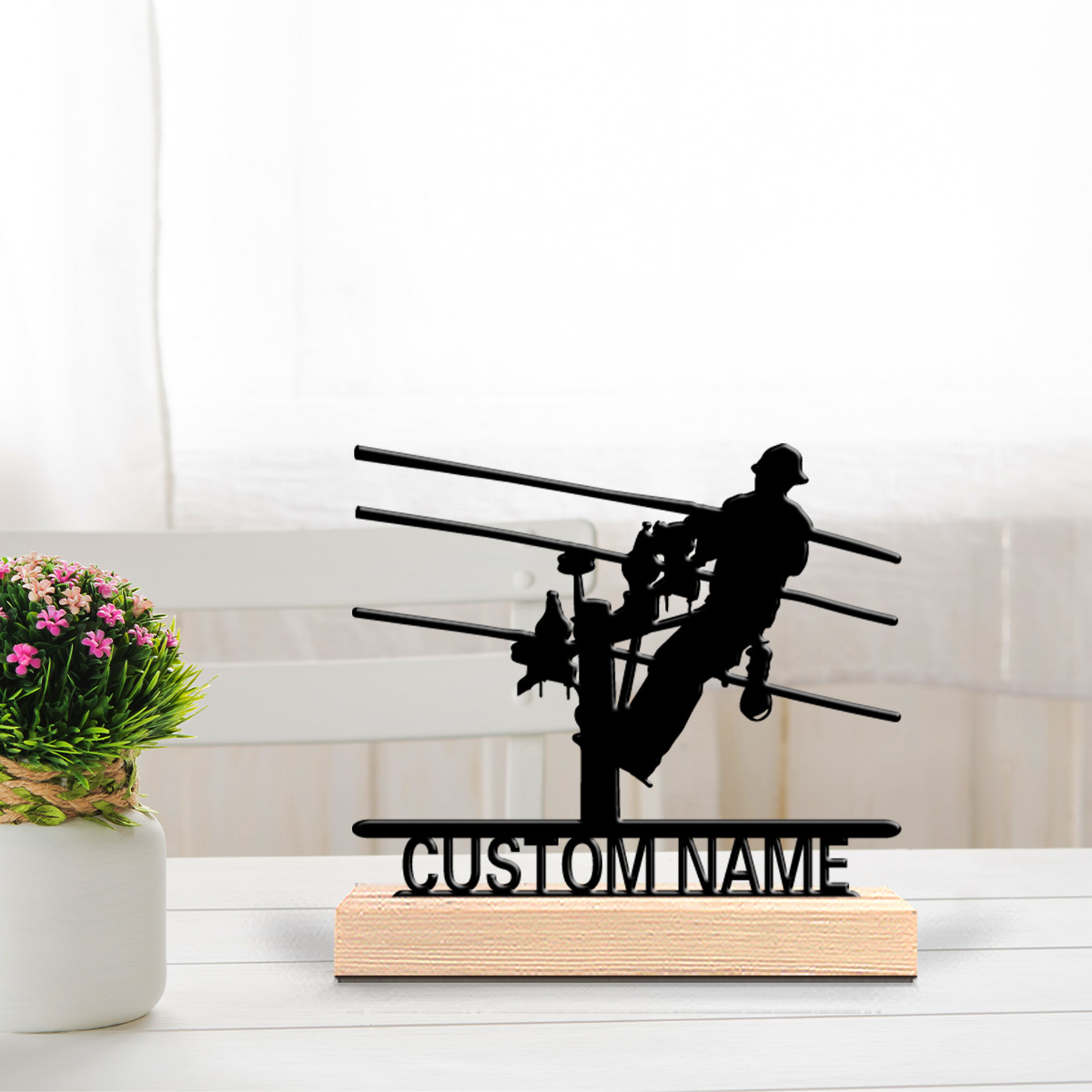 Home Decor For Wedding - Estatua Metálica de Electricista Personalizada y