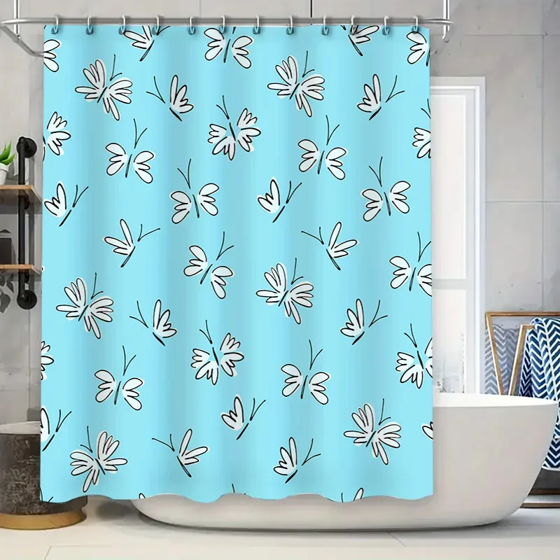 Home Decor Medan - Decoración de baño mariposa impresa cortina