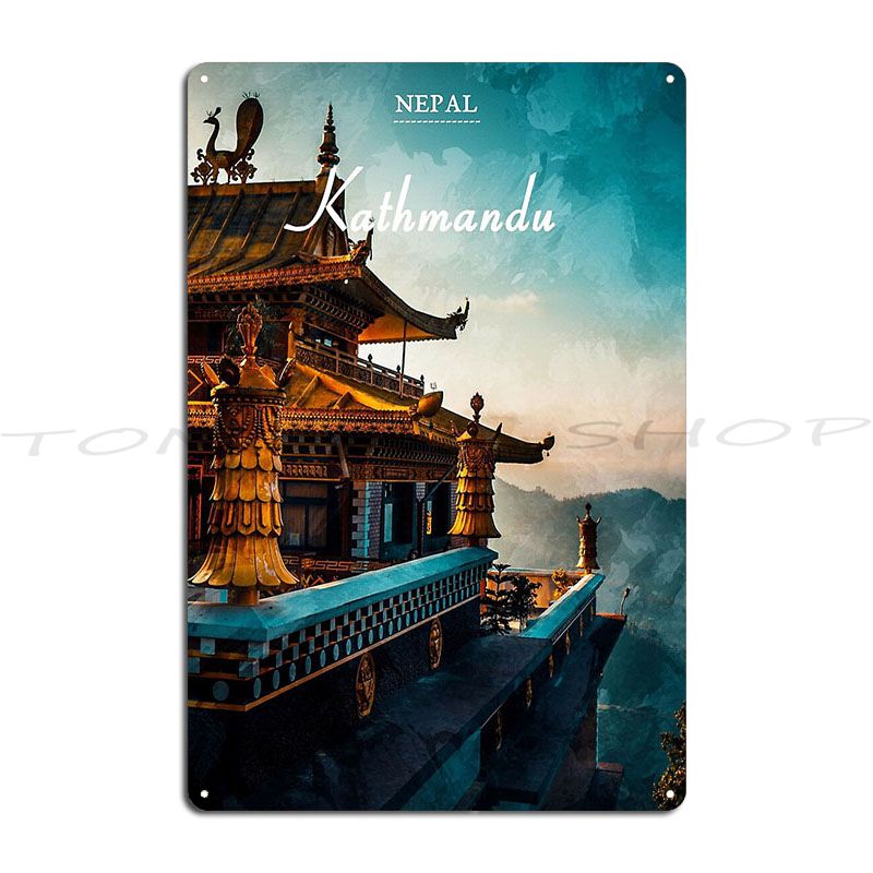 Home Decor Kathmandu - Letrero Metálico de Viaje a Kathmandu,